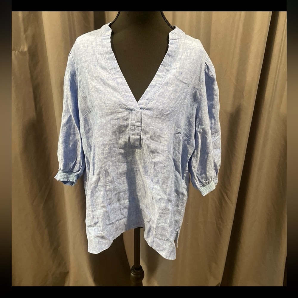 Lilly Pulitzer NWT Haleigh elbow sleeve 100% linen blouse size 00